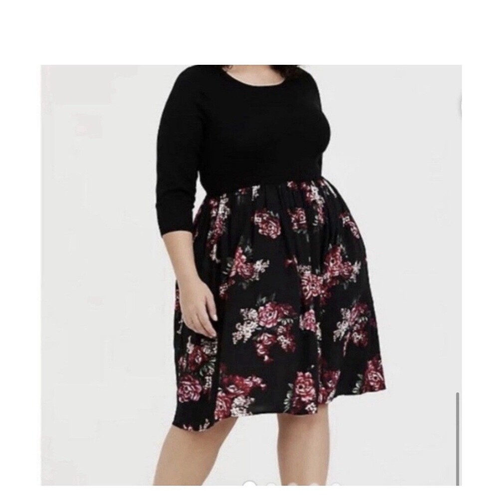 Torrid Sweater Dress Whimsygoth Cottagecore Goth Floral Black Women’s Plus 1x